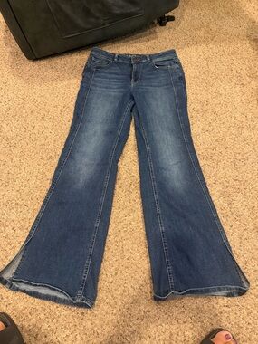 Maurices Dark Blue Flared Wide-Leg Jeans